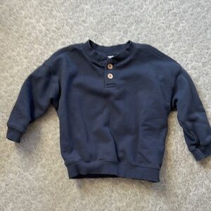 Zara Blue Crew Neck Sweatshirt with Ribbed Details